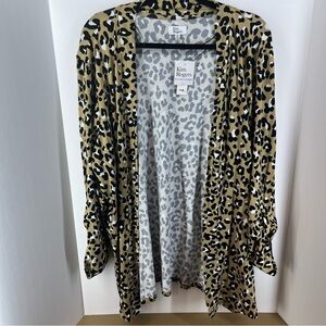 NWT Kim Rogers Everday Cardigan Leopard Print Women's 2X w/ Extra Button